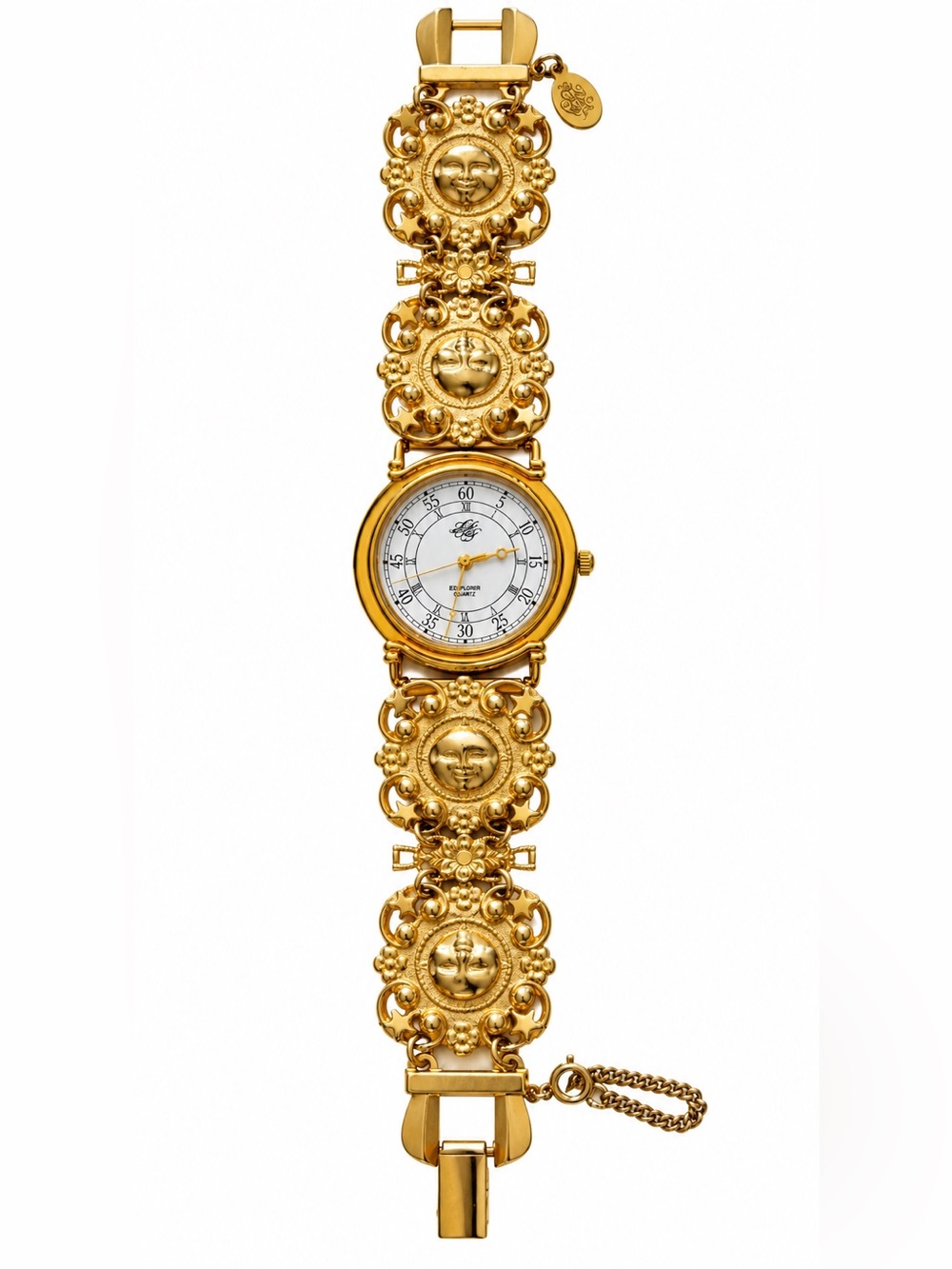 Vintage Kirks Folly Celestial Sun and Moon Link Bracelet Watch